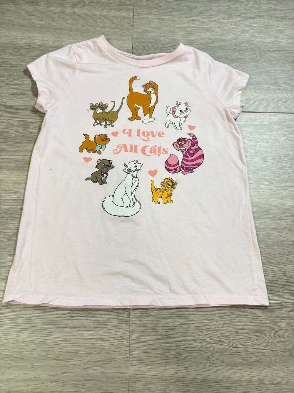 Girls Disney I Love All Cats Graphic T-Shirt Pink Size XL